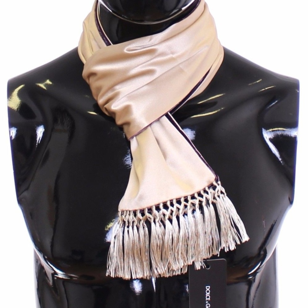 NWT Men's Dolce & Gabbana Silk Blend Beige Scarf